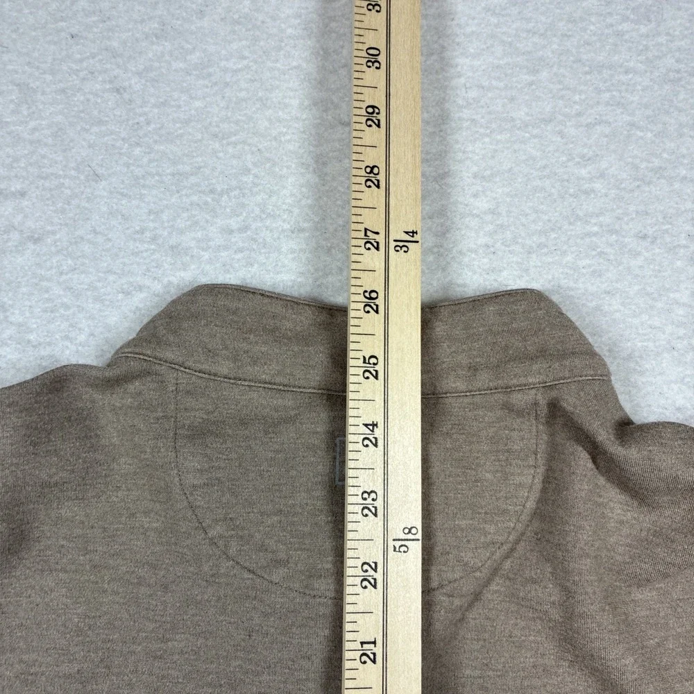 Mizzen + Main Mens Proflex Quarter Zip Brown Tan Stretch Pullover LS Size Large